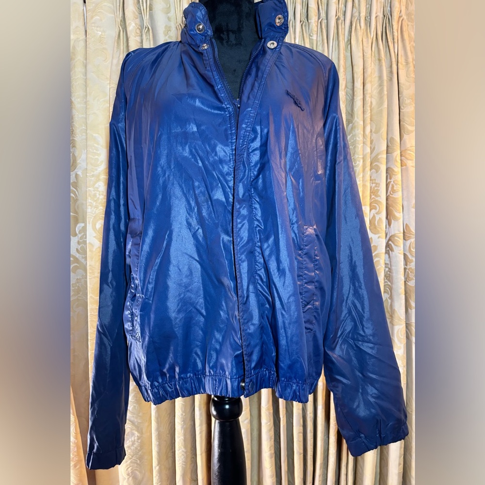 SJacket Men's XL Blue Nylon Windbreaker Full Zip 1970 Braggin Dragon Sears VTG